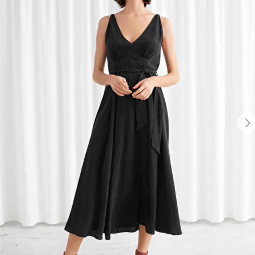 & Other Stories Belted Silk Midi Dress